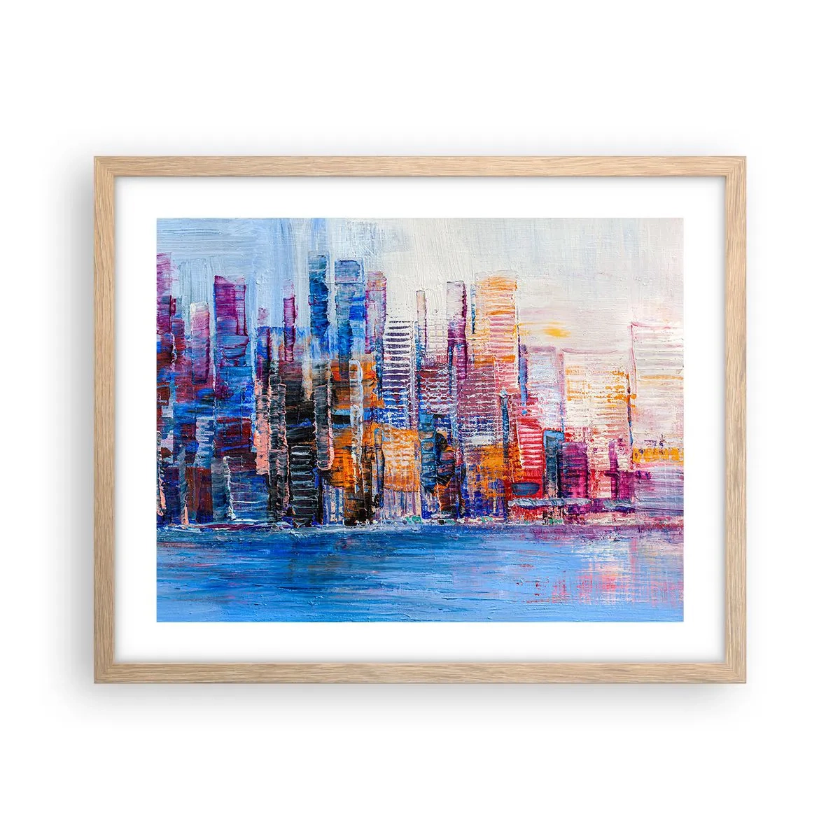 Poszter világos tölgy keretben - Egy vidám metropolisz - 50x40 cm