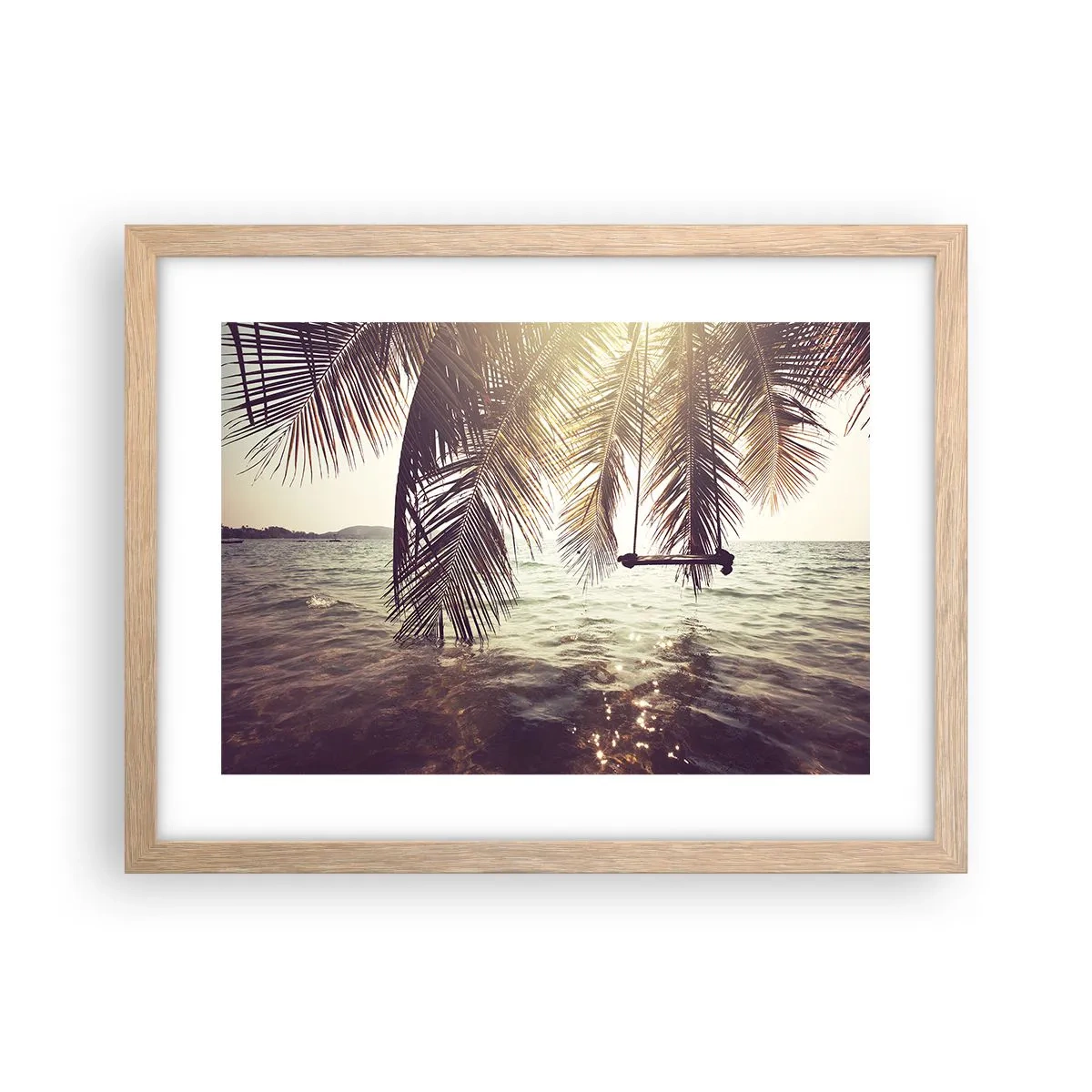 Poszter világos tölgy keretben - Tetszés szerint hintázhat a felhők között - 40x30 cm