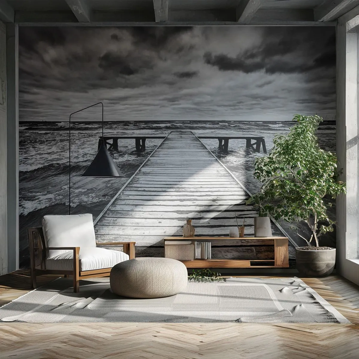 Fotótapéta Standard Eco - Várom, hogy elűzze a szél... - Tájkép, Fa híd, Tenger - 200x140 cm
