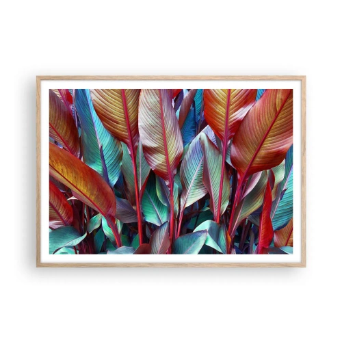 Poszter világos tölgy keretben - Egy színes sűrű - 100x70 cm