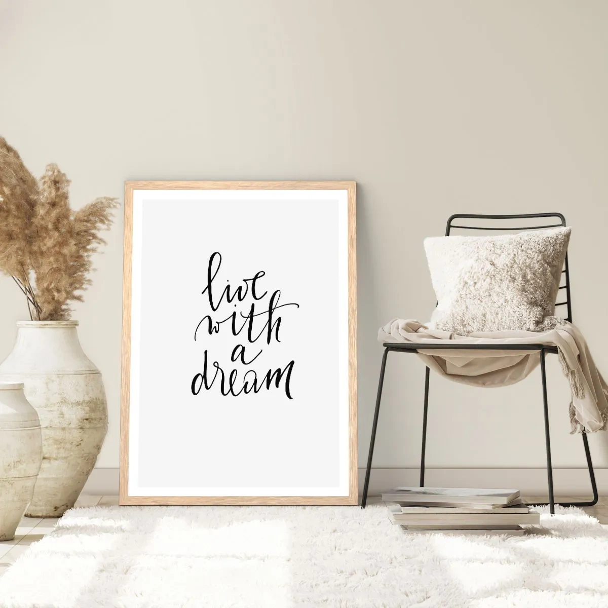 Poszter világos tölgy keretben - Természetesen - 70x100 cm