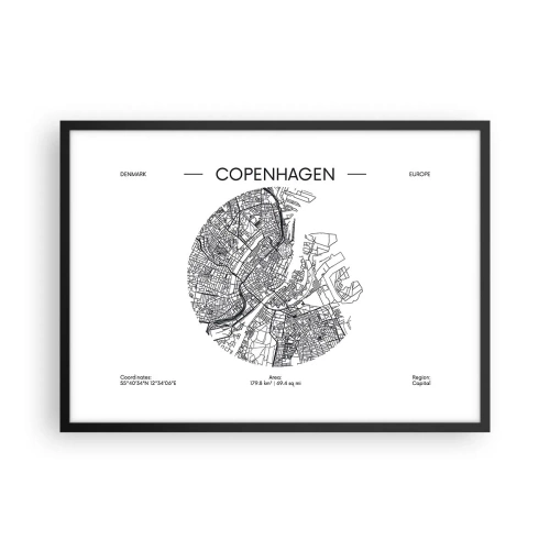 Poszter fehér keretben - Koppenhága anatómiája - 70x50 cm