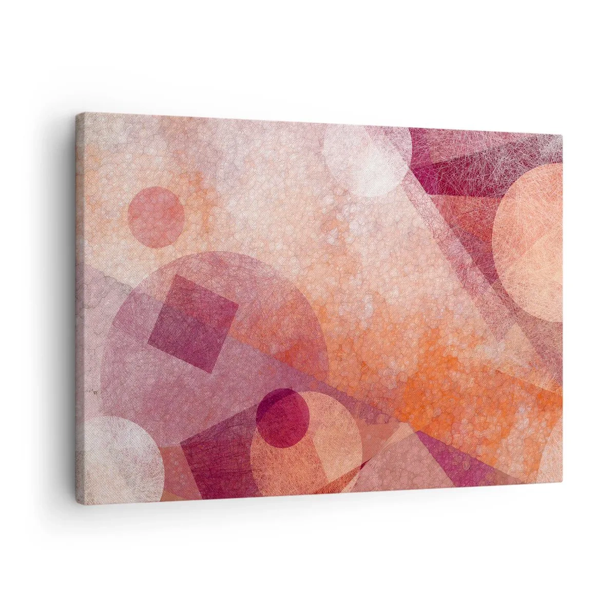 Vászonkép - Absztrakt geometriai alakzatok pasztell rózsaszín árnyalatokban - 70x50cm - Geometriai transzformációk rózsaszínben - Modern fali dekoráció nappalihoz és hálószobához ARTTOR