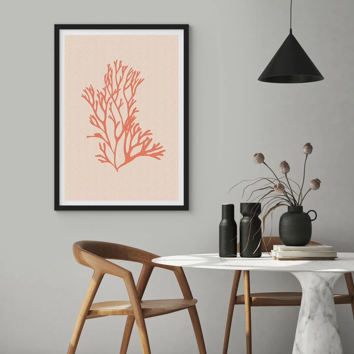 Poszter fehér keretben - Korall filigrán - 61x91 cm