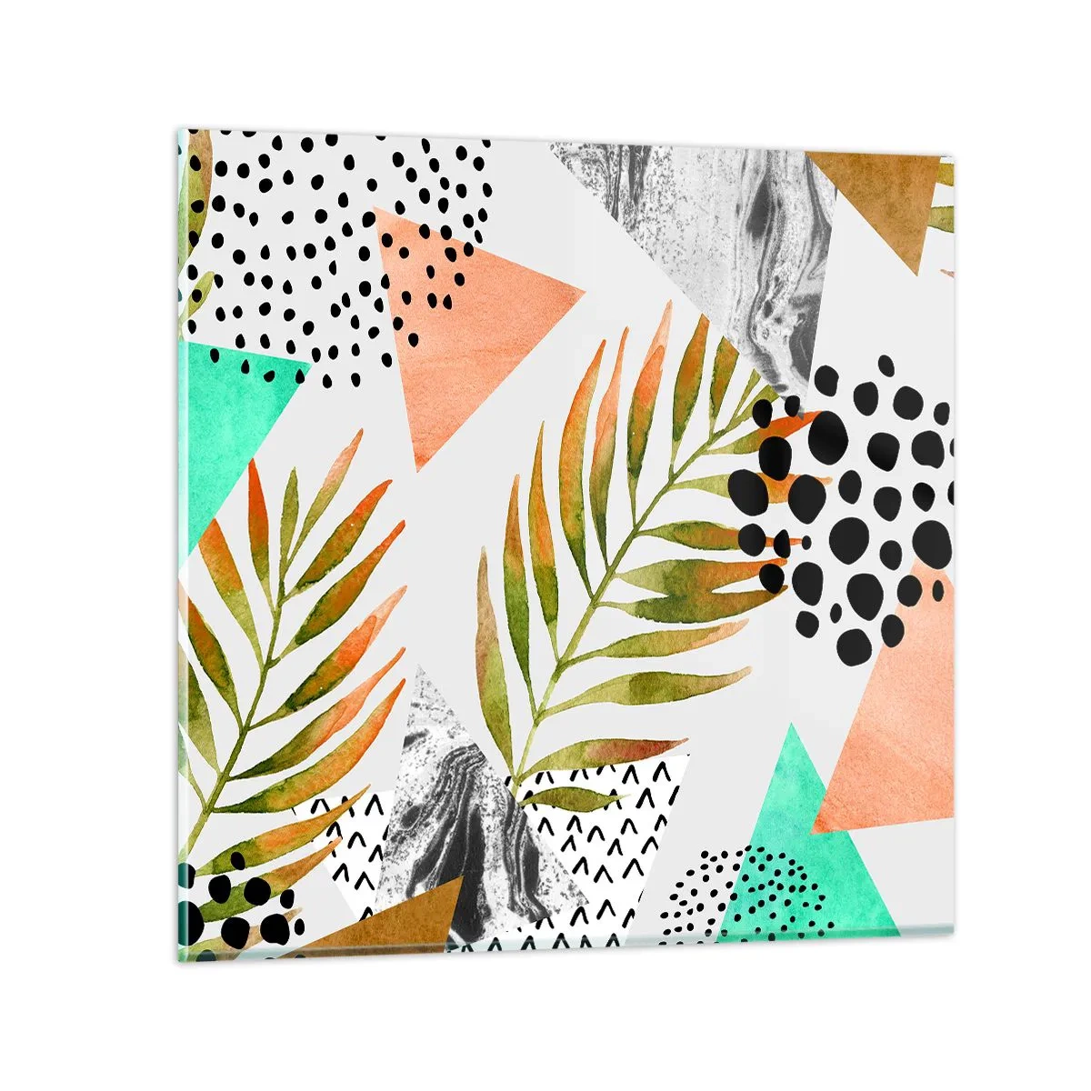 Üveg kép - Dekoráció pálmalevéllel - 70x70 cm