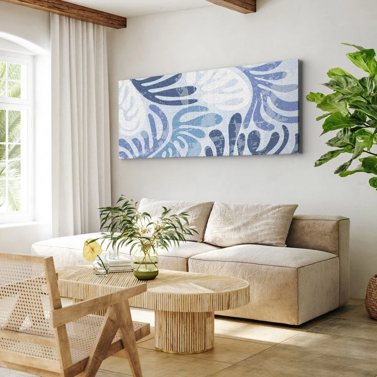 Vászonkép - Kék páfrányok - 100x40 cm
