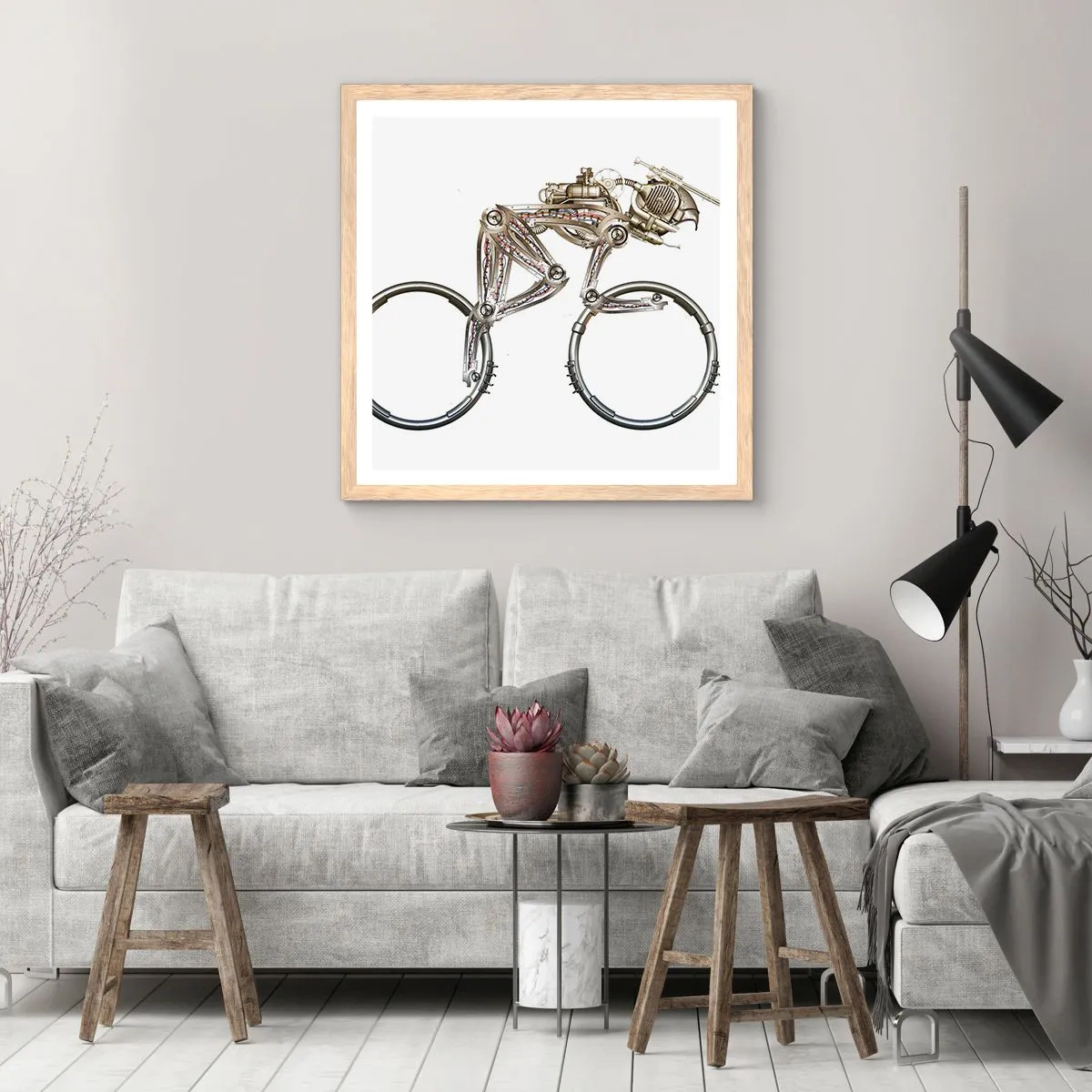 Poszter világos tölgy keretben - Remek gép - 50x50 cm