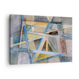 Vászonkép - Geometriai kompozíció világos és kék vonalakkal - 70x50cm - Egyenesen vagy átlósan? - Modern fali dekoráció nappalihoz és hálószobához ARTTOR