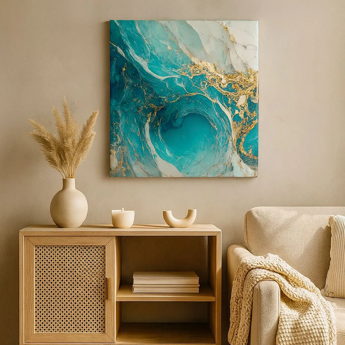 Vászonkép - Kompozíció aranyvénákkal - 30x30 cm