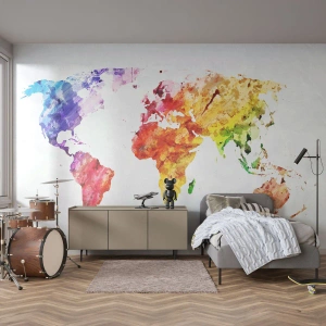Fotótapéta Premium Sand - A világ minden színe - Világtérkép, Grafika, Kontinensek - 100x70 cm