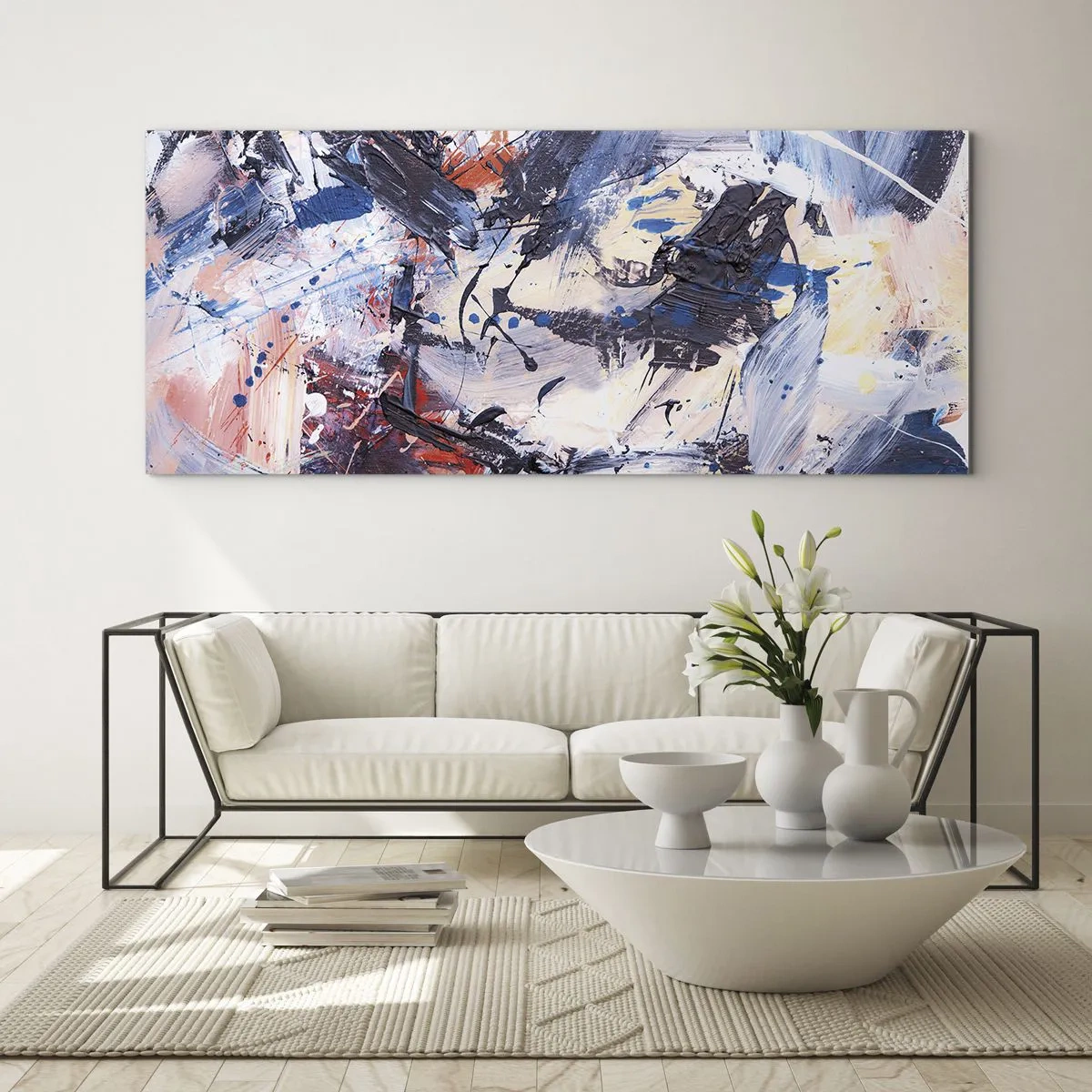 Üveg kép - Őrült absztrakt tánc - 90x30 cm