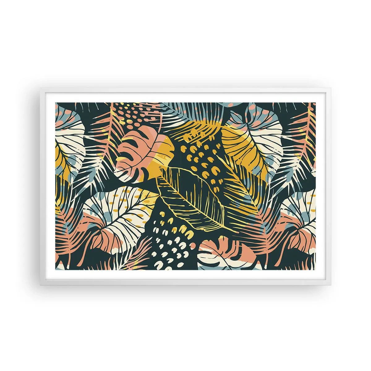 Poszter fekete keretben - Leveles fantázia - 91x61 cm