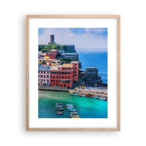 Poszter világos tölgy keretben - Varázslatos mediterrán város - 40x50 cm