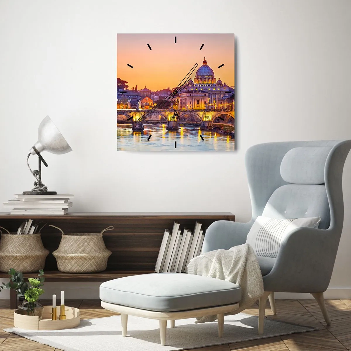 Falióra, Óra - Naplemente az örök város felett - 40x40 cm
