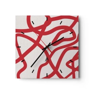 Falióra, Óra - Piros a fehéren - 30x30 cm