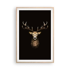 Poszter világos tölgy keretben - Kubista szarvas - 61x91 cm