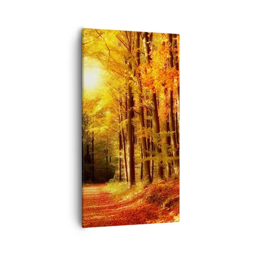 Vászonkép - Arany ősz az erdei úton - 55x100 cm