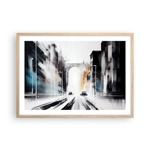 Poszter világos tölgy keretben - Várostanulmány: építészet és mozgás - 70x50 cm