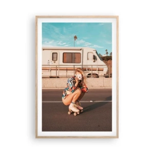 Poszter világos tölgy keretben - Mosolyt kérek! - 61x91 cm