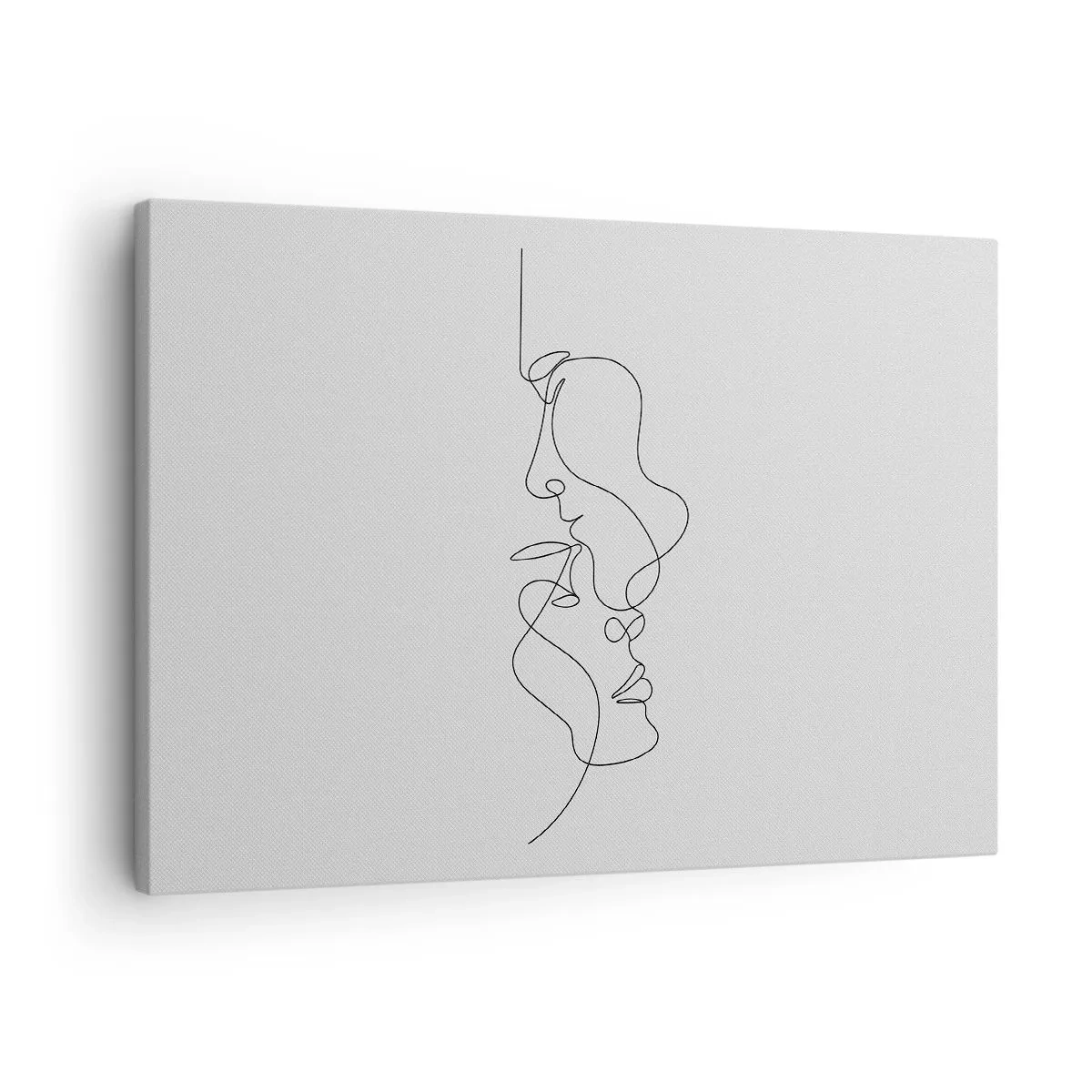Vászonkép - Két arc egy vonalban történő minimalista rajza. - 70x50cm - Gyászos sóvárgás - Modern fali dekoráció nappalihoz és hálószobához ARTTOR