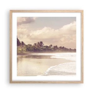 Poszter világos tölgy keretben - A hullámok simogatása - 50x50 cm