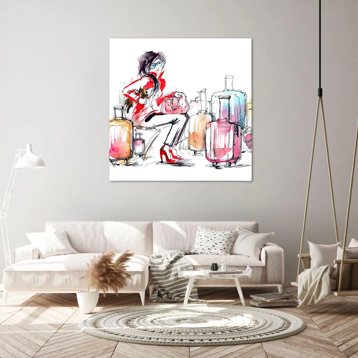 Vászonkép - Üljünk le az utazás előtt - 70x70 cm