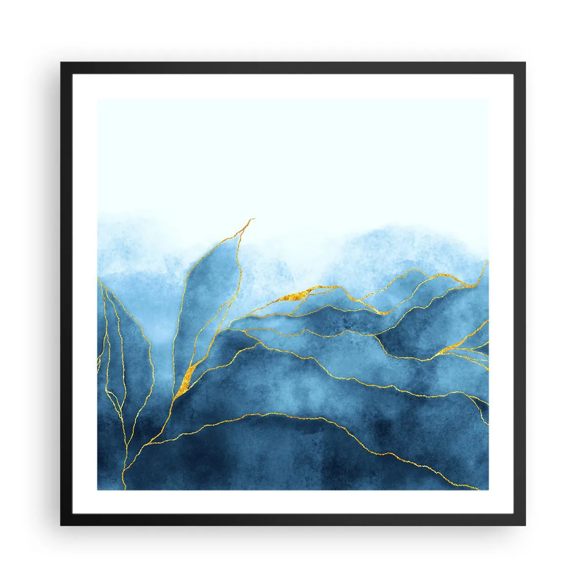 Poszter fehér keretben - Kék aranyban - 60x60 cm