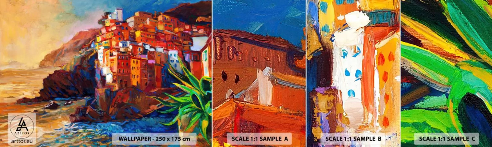 Fotótapéta Minta Öntapadós Deluxe Sticker - Olasz hangulatok - Tájkép, Építészet, Tengerpart - 100x30 cm