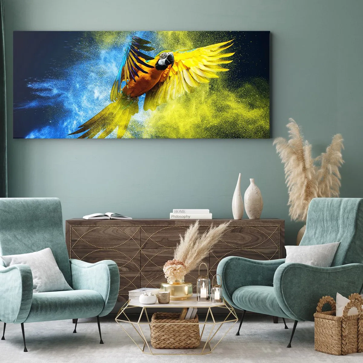 Vászonkép - A kék és arany porban - 100x40 cm