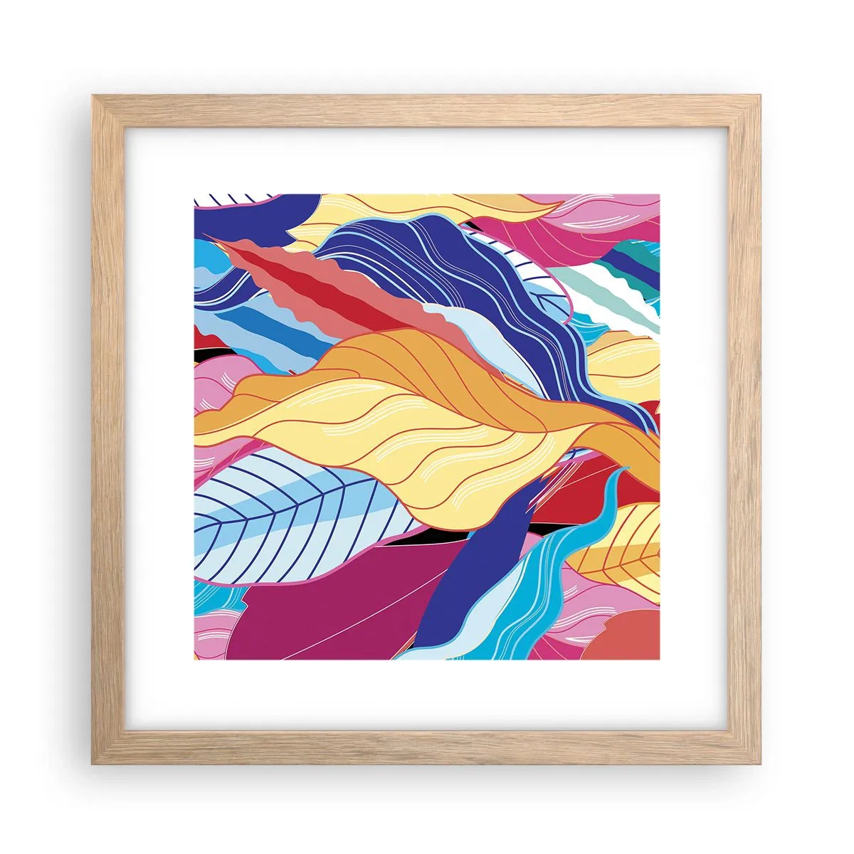 Poszter világos tölgy keretben - Színes rendetlenség - 30x30 cm