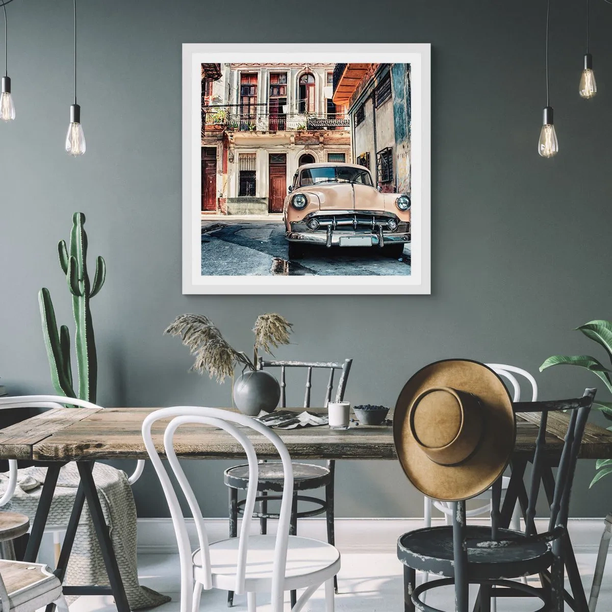 Poszter fekete keretben - A szieszta Havannában - 50x50 cm