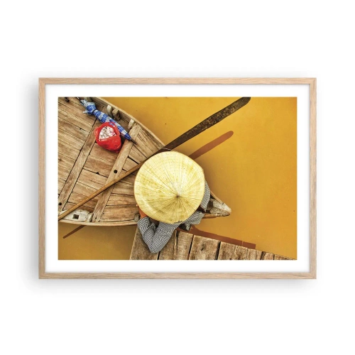 Poszter világos tölgy keretben - Élet a Sárga-folyón - 70x50 cm