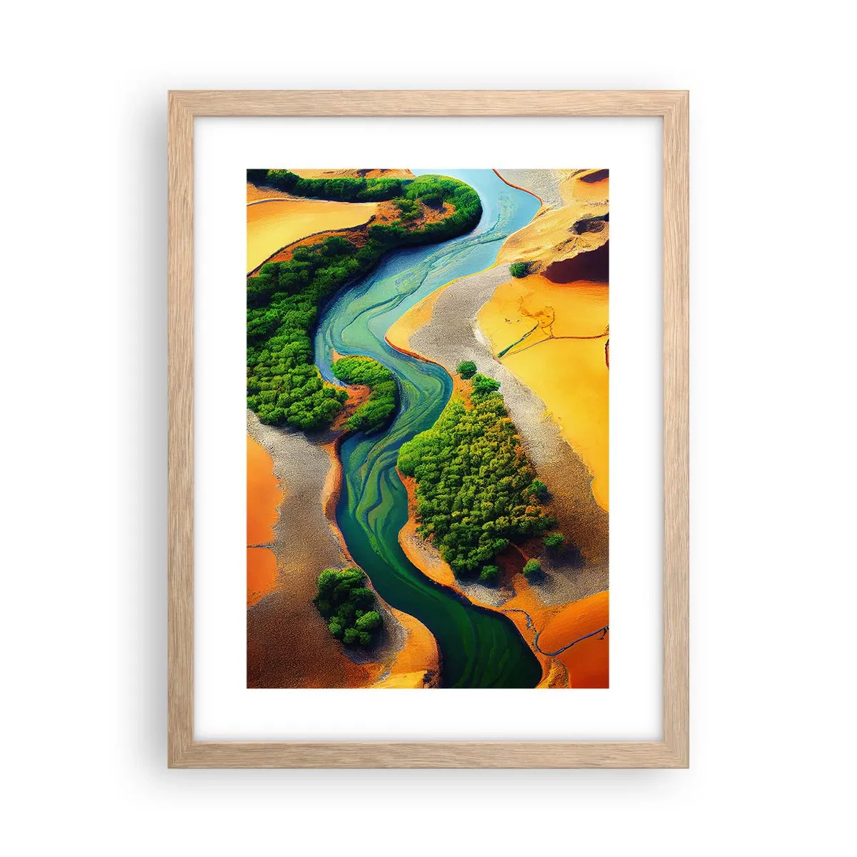 Poszter világos tölgy keretben - Életetadó folyó - 30x40 cm