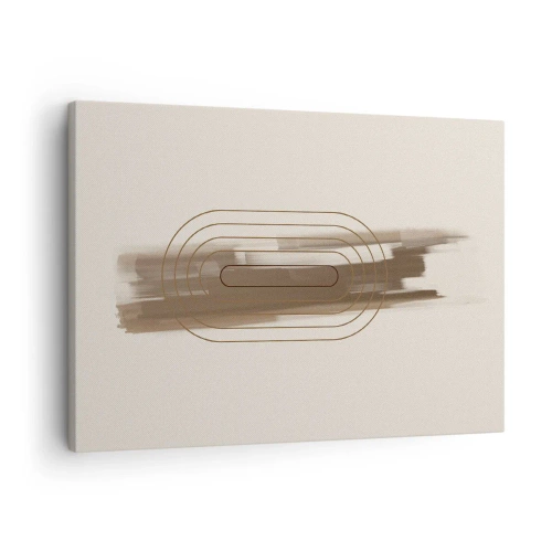 Vászonkép - Minimalista kompozíció bézs és szürke árnyalatokban, geometrikus mintával - 70x50cm - Szürke fuvallat - Modern fali dekoráció nappalihoz és hálószobához ARTTOR