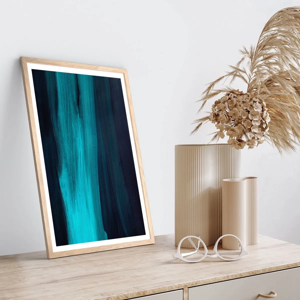 Poszter világos tölgy keretben - Ússz az árral - 70x100 cm