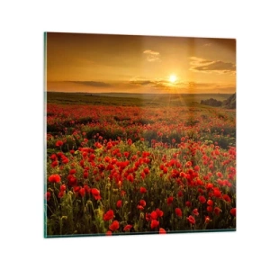 Üveg kép - Susogó rétek hullámai között, a virág özön között - 40x40 cm