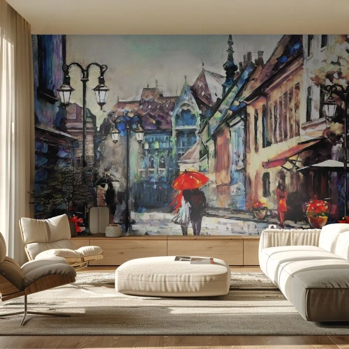 Fotótapéta Premium Sand - Eső a kettőjüknek - Város, Építészet, Óváros - 200x140 cm