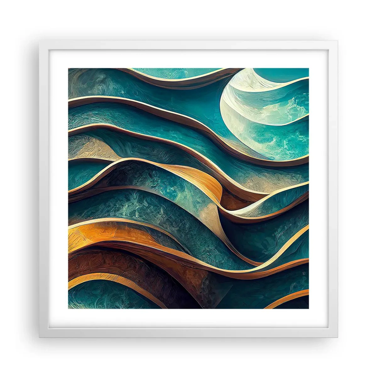 Poszter fekete keretben - Kék kanyarulatok - 50x50 cm