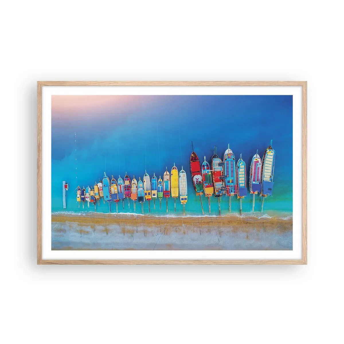 Poszter világos tölgy keretben - Madártávlatból - 91x61 cm