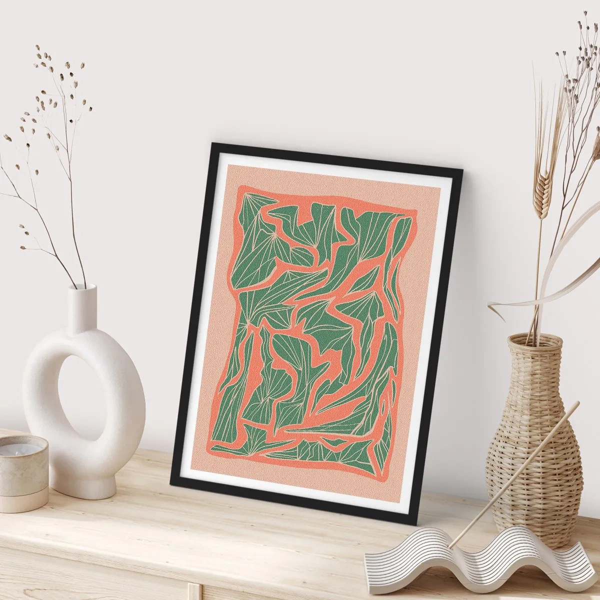 Poszter fehér keretben - A korall és a zöld közötti küzdelem - 61x91 cm