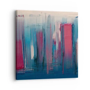 Vászonkép - Függőleges kompozíció kék és piros színekben - 30x30 cm