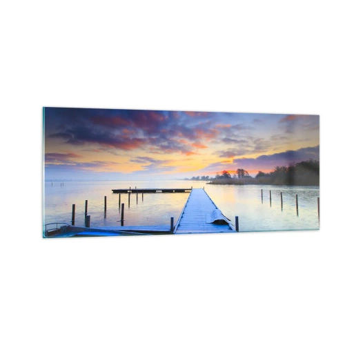 Üveg kép - Lila-arany nyugalom - 100x40 cm