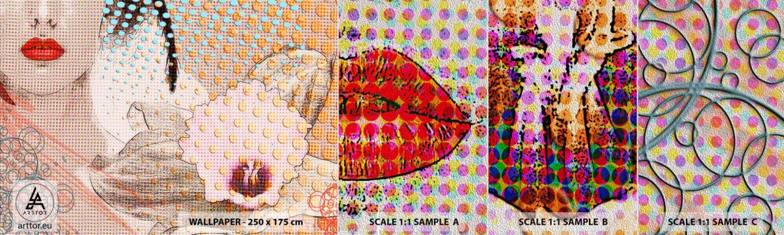 Fotótapéta Minta Premium Sand - Képregényes heroin - Absztrakció, Női Arc, Darab - 100x30 cm