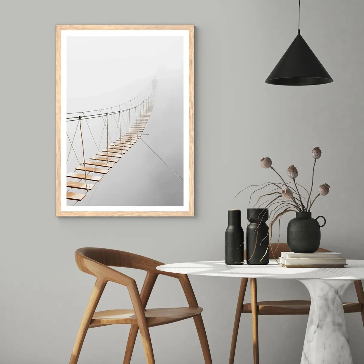 Poszter világos tölgy keretben - Hová vezet? - 61x91 cm