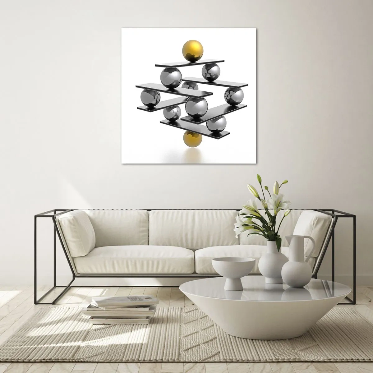 Üveg kép - Arany-ezüst egyensúly - 60x60 cm