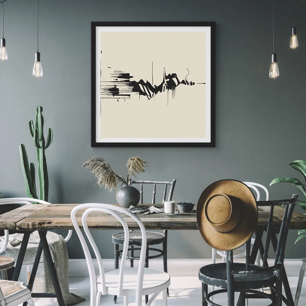 Poszter fehér keretben - Sietős absztrakció - 40x40 cm