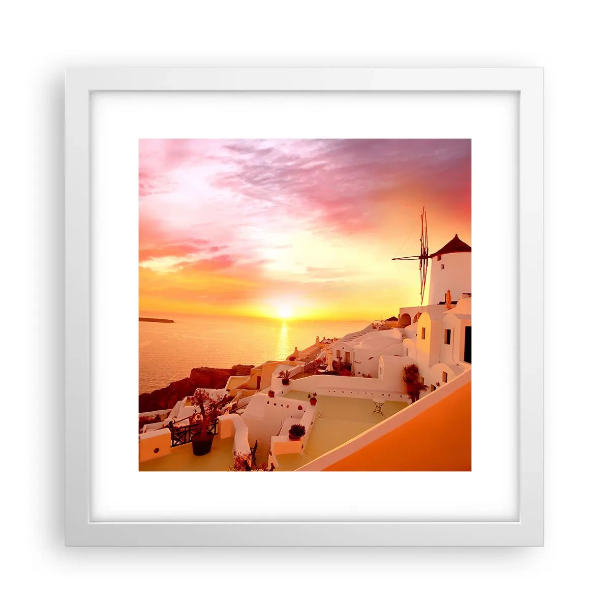 Poszter fekete keretben - Szétfolyni a fehérben és aranyban - 30x30 cm