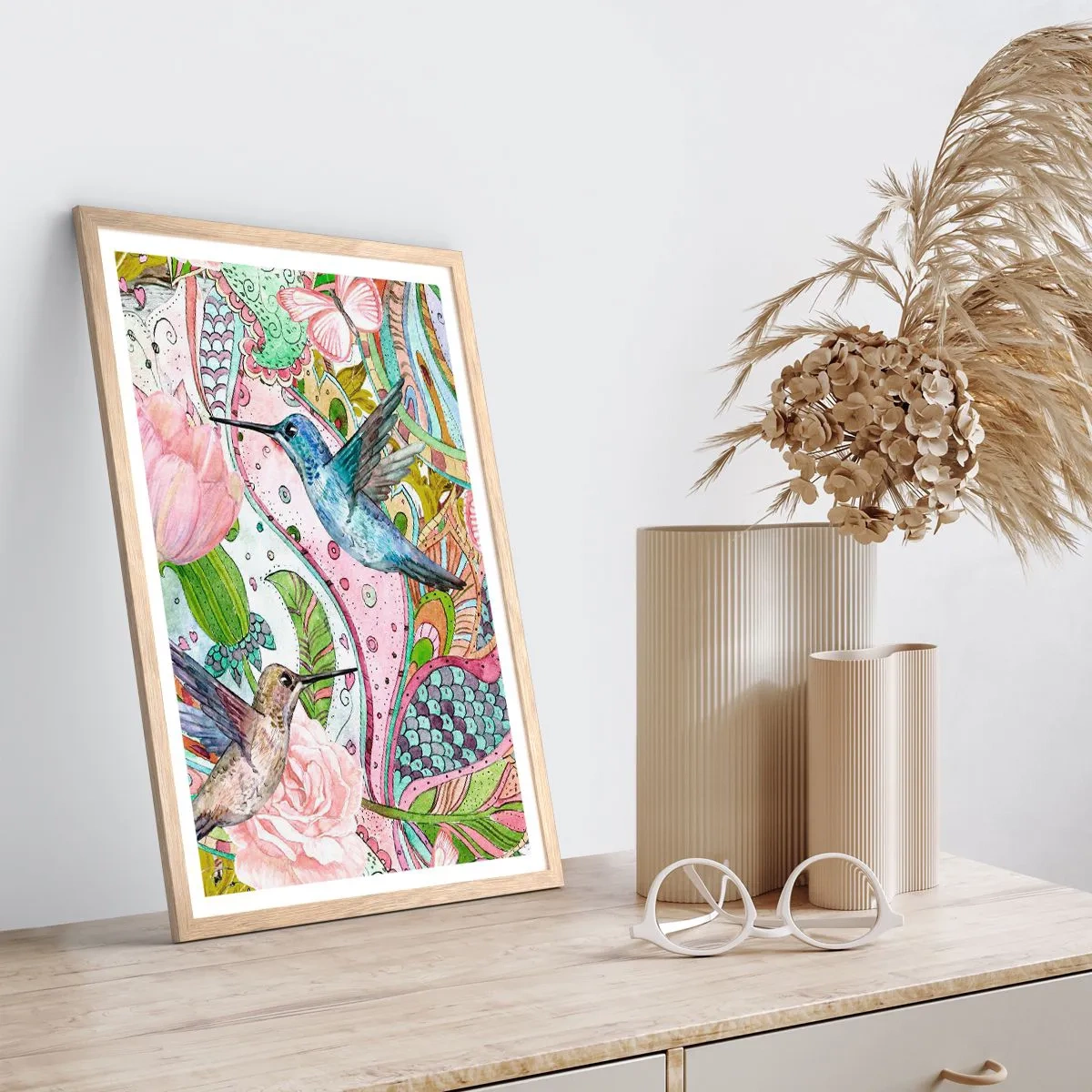 Poszter világos tölgy keretben - Szőlőbe gabalyodva - 70x100 cm