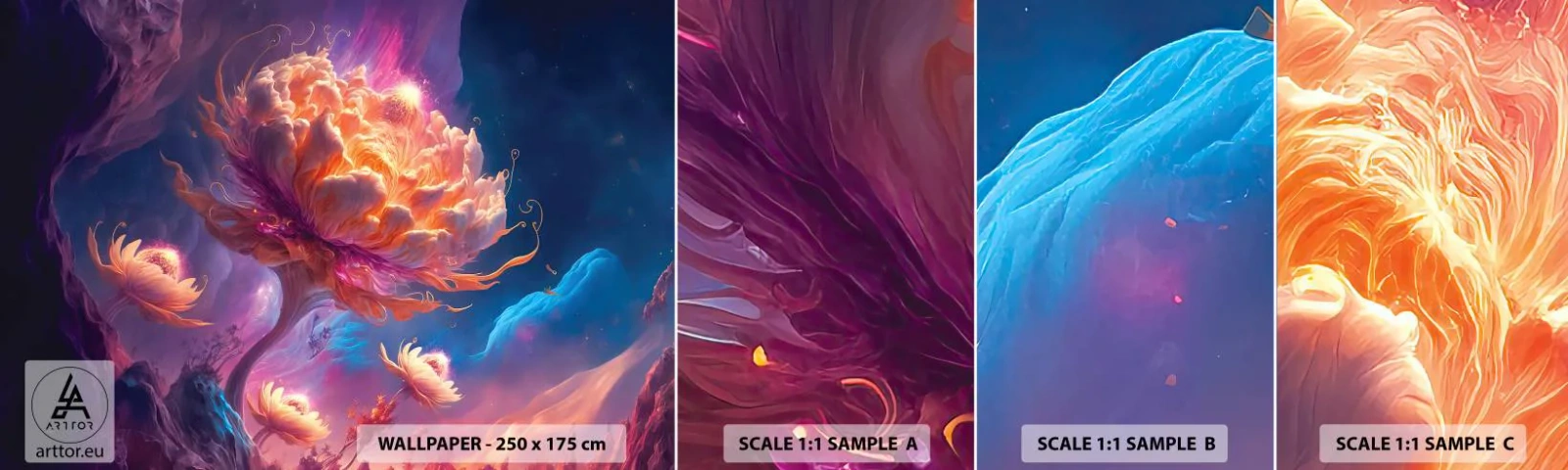 Fotótapéta Minta Öntapadós Deluxe Sticker - Egy másik világ - Fantasztikus, Föld, Virágok - 100x30 cm