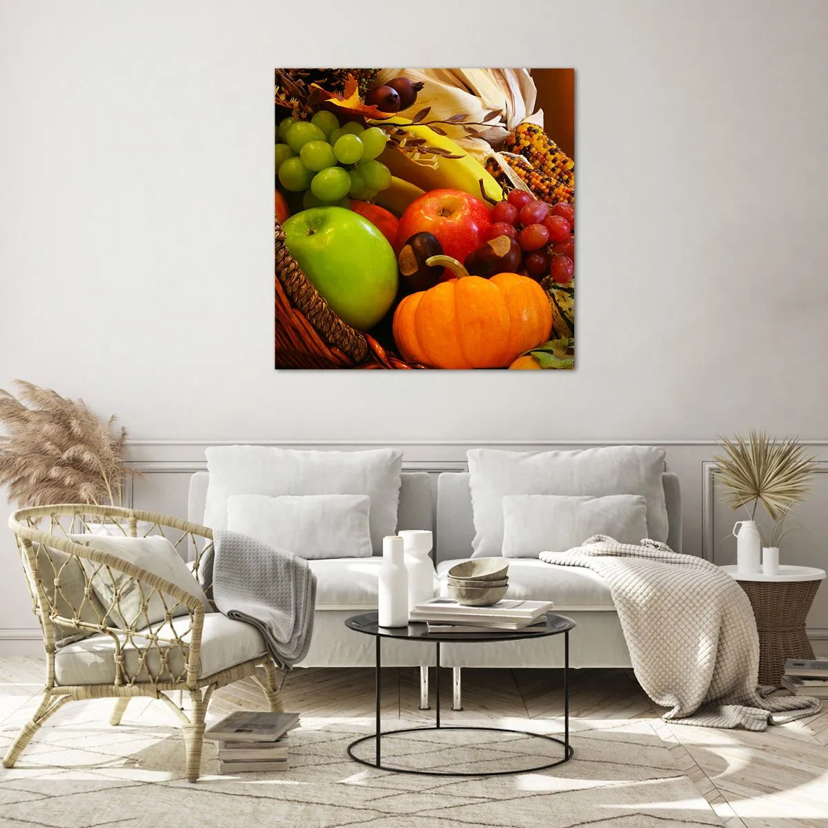 Üveg kép - Bőség kosara - 70x70 cm